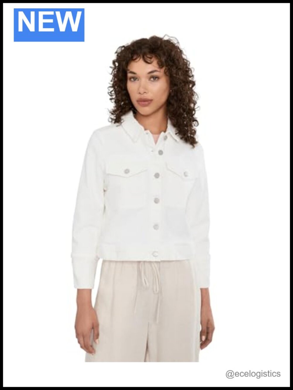 Women's Cropped Casual Jacket Button-Front Cotton Blazer